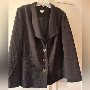 Avenue 18/20, black, blazer/suit jacket with texture. Excellent condition.